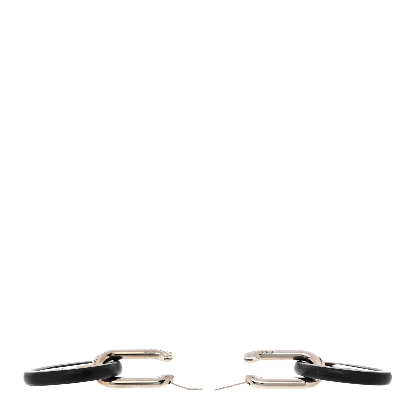 Metal Lambskin F is Fendi Hoop Drop Earrings Silver