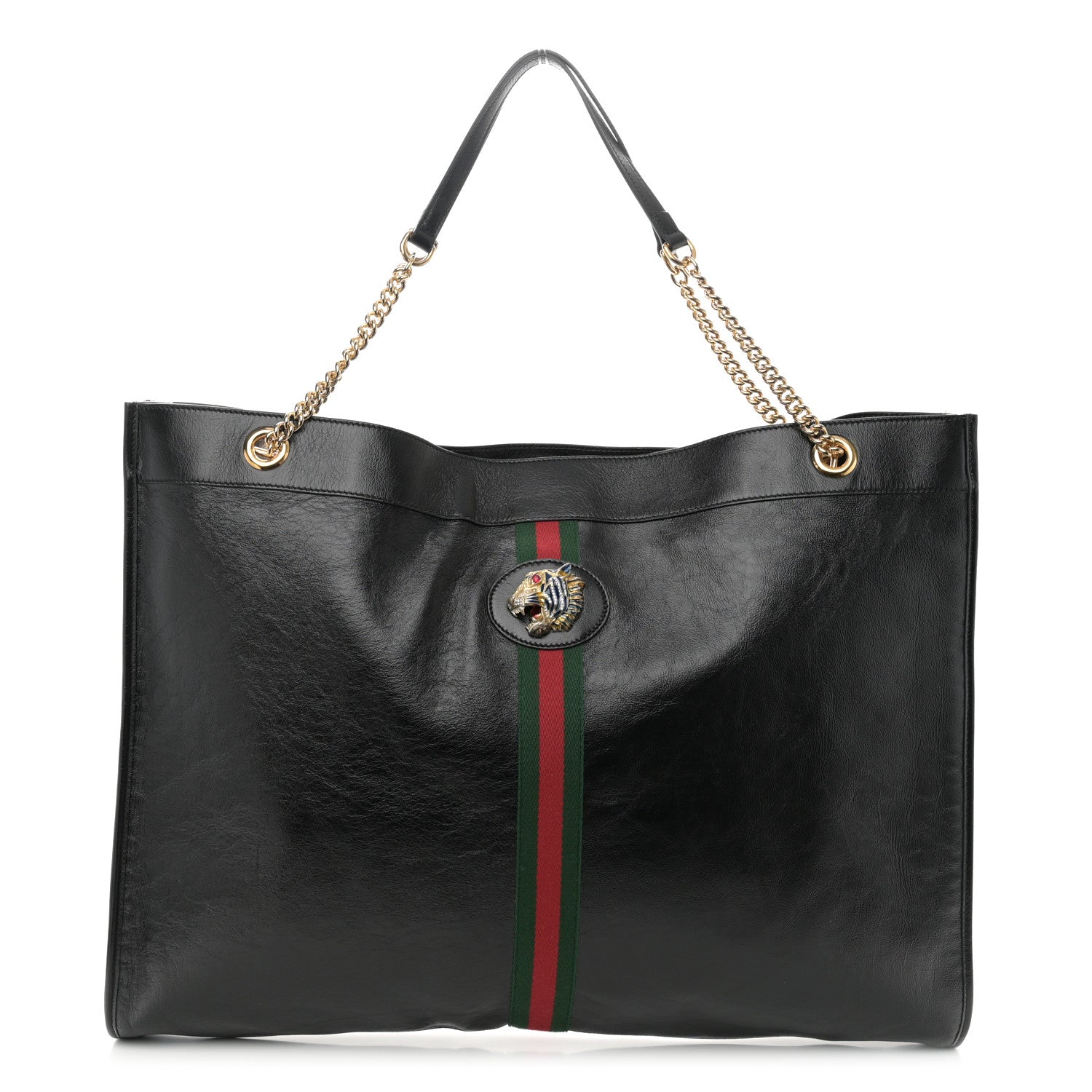 Gucci Calfskin Maxi Rajah Chain Tote Black 1 of 11