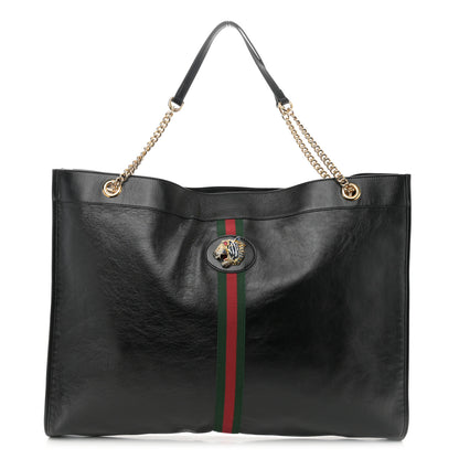 Gucci Calfskin Maxi Rajah Chain Tote Black 1 of 11