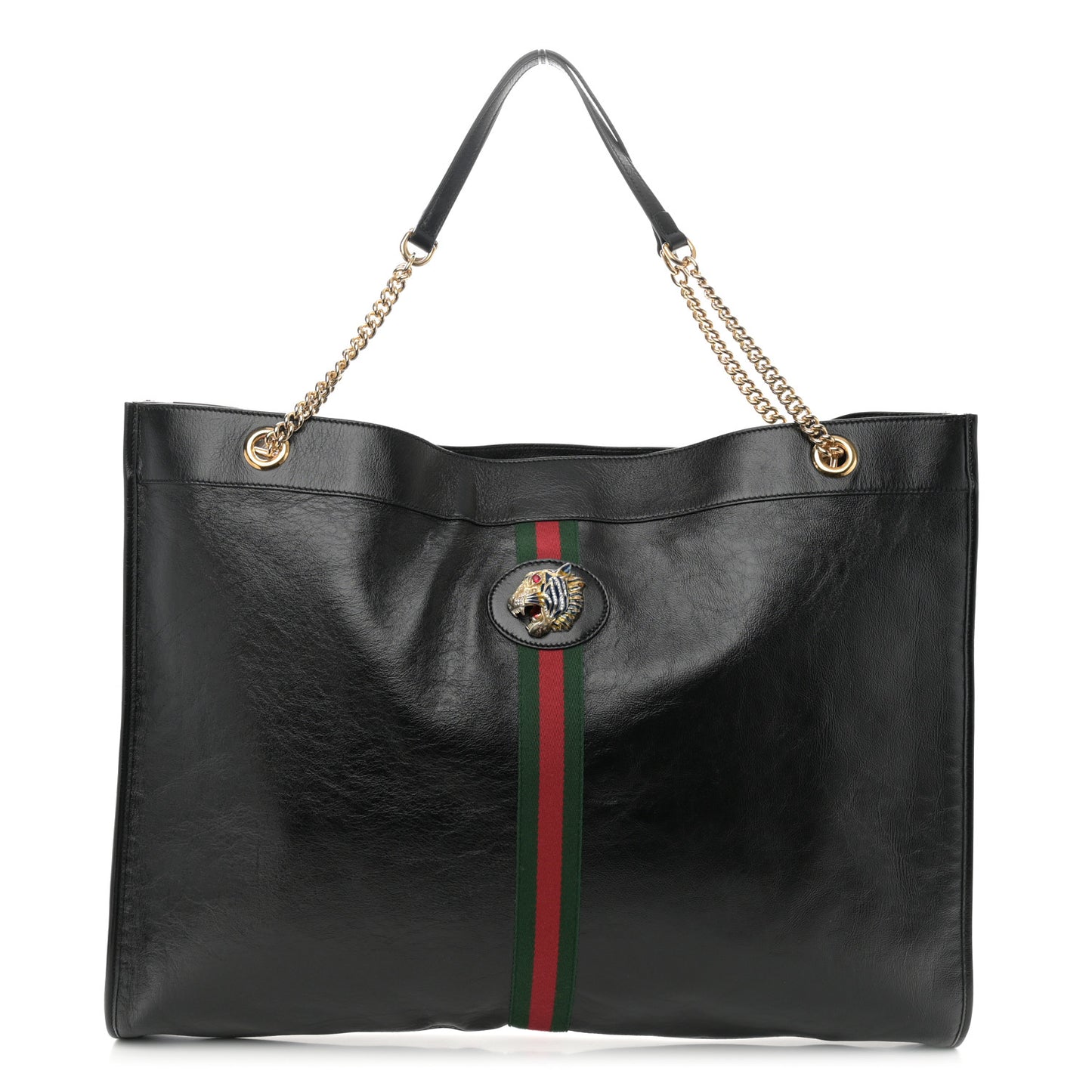 Calfskin Maxi Rajah Chain Tote Black