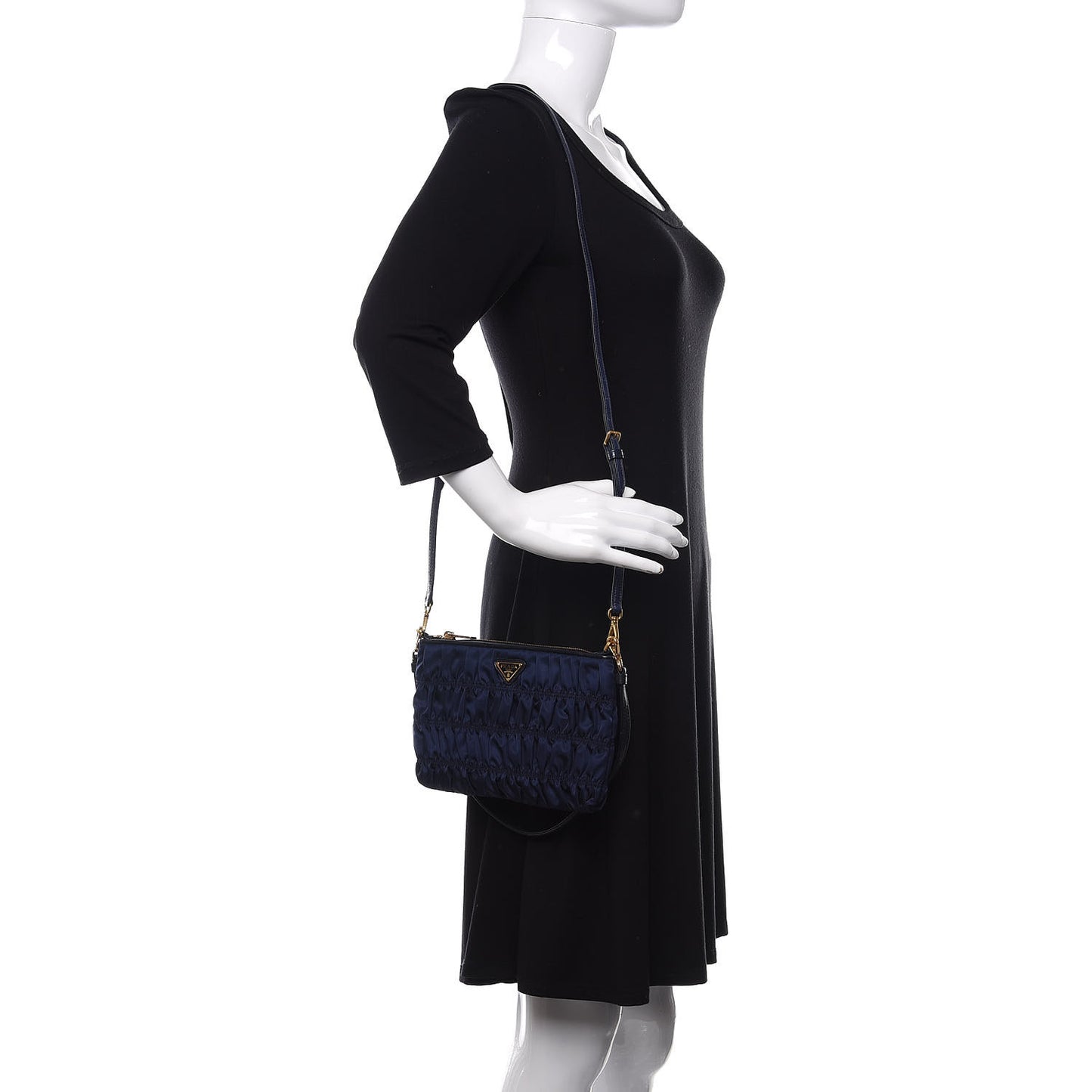 Tessuto Nylon Gaufre Shoulder Bag Baltico