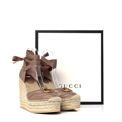 Gucci Nappa Matelasse GG Marmont Ankle Wrap Platform 35/120mm Espadrille Wedges 38 Porcelain Rose 10 of 10
