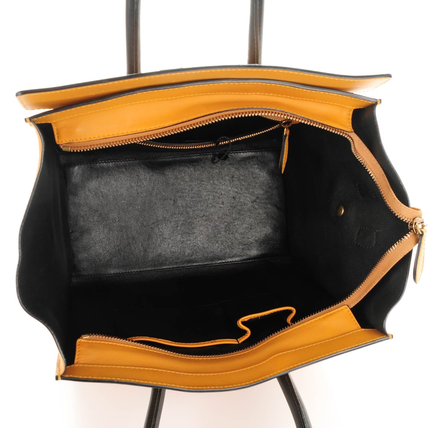 Celine Satin Calfskin Mini Bi-Color Luggage Amber 5 of 8