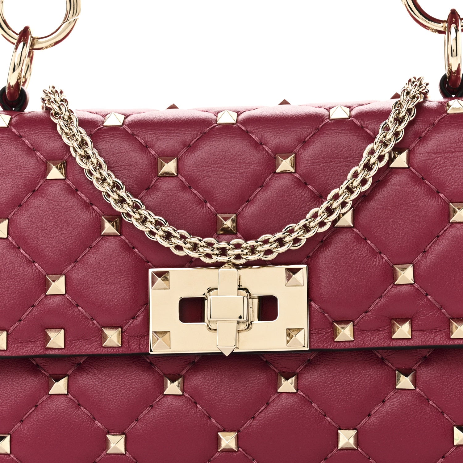 Valentino Garavani Nappa Small Rockstud Spike Shoulder Bag Raspberry 7 of 9