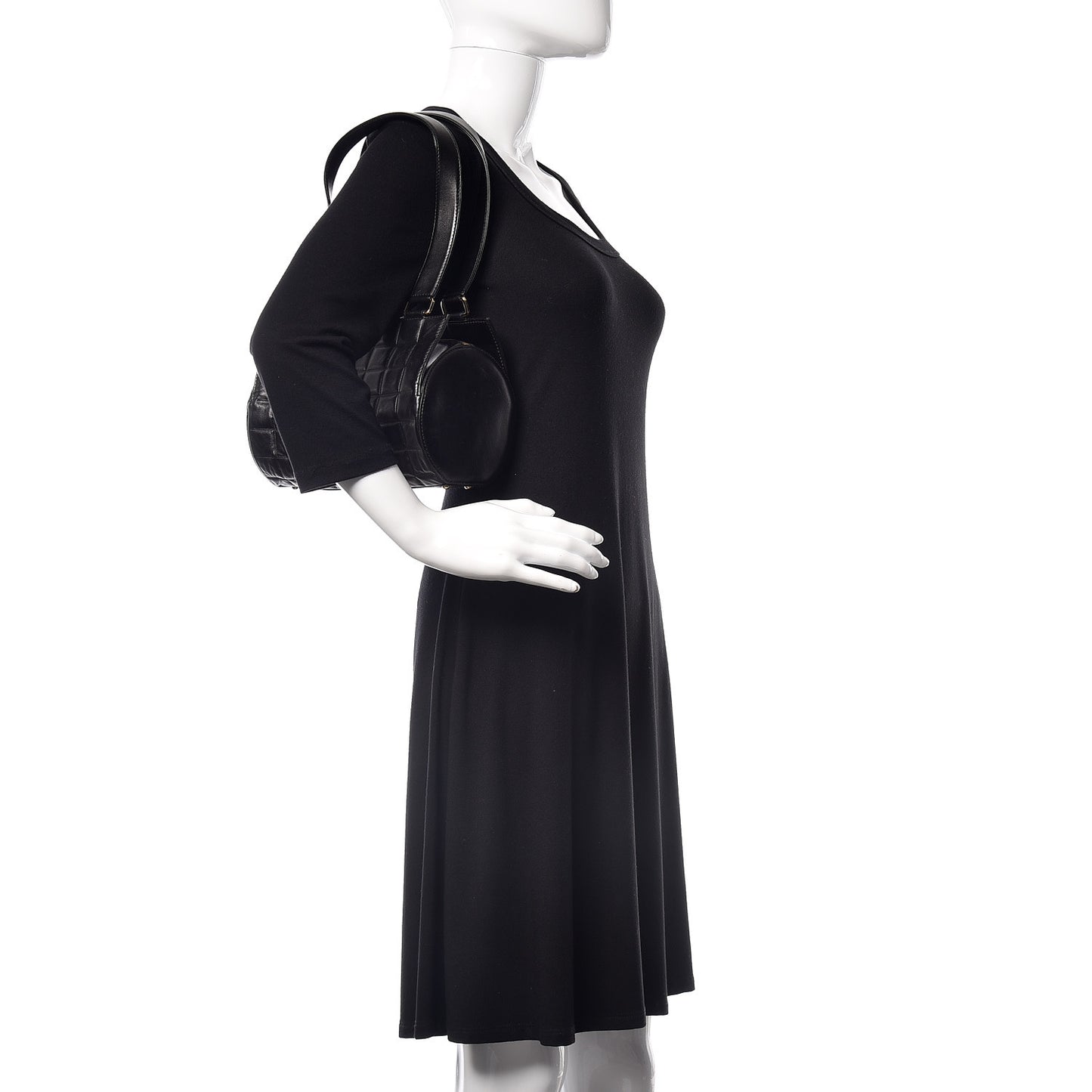 Lambskin Chocolate Bar Quilted CC Shoulder Bag Black