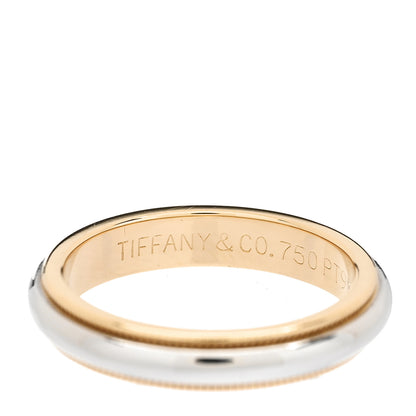 Tiffany Platinum 18K Yellow Gold 3.5mm Together Milgrain Wedding Band Ring 49 5 4 of 5