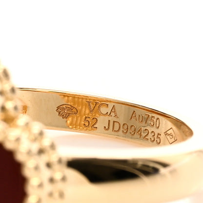 Van Cleef & Arpels 18K Yellow Gold Carnelian Diamond Vintage Alhambra Ring 52 6 4 of 4