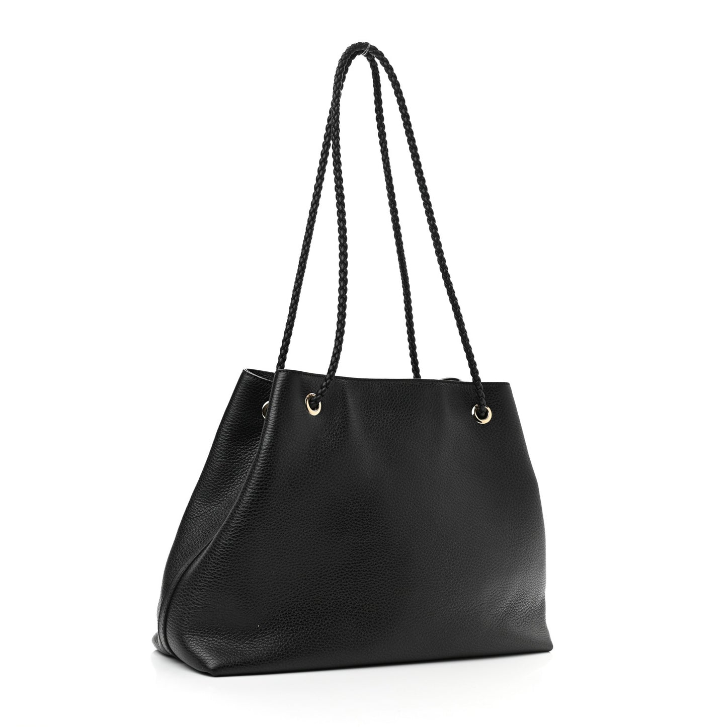 Calfskin Medium Braided Handle Gifford Tote Black