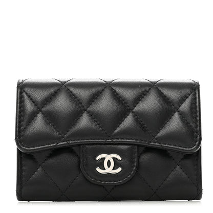 Chanel Lambskin Quilted Flap Card Holder Wallet Black 1 of 9