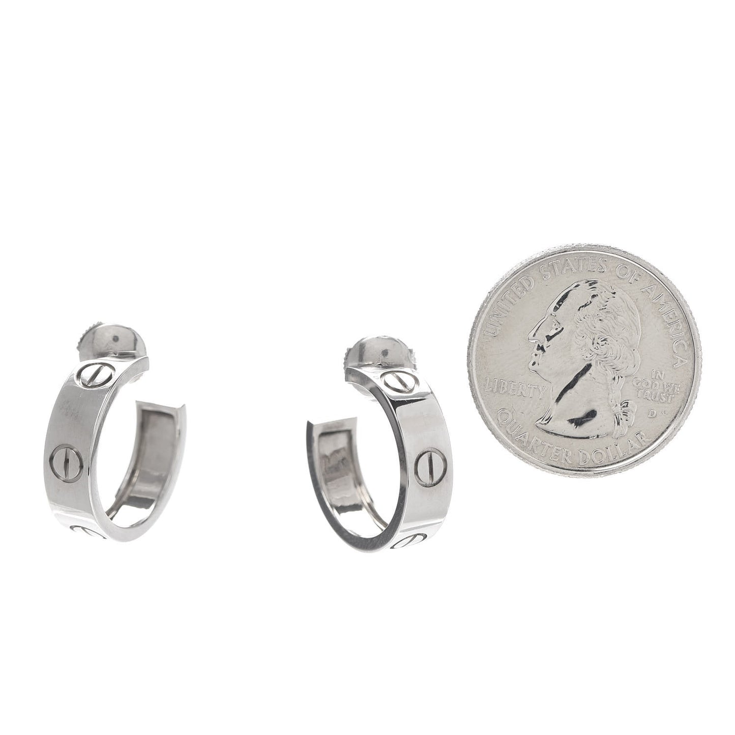 18K White Gold 5.5mm LOVE Hoop Earrings