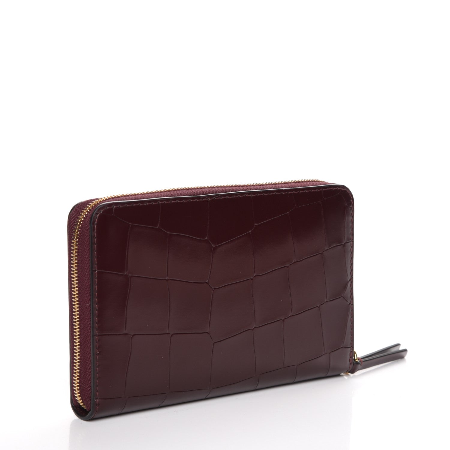 Mulberry Crocodile Embossed Medium Zip Around Wallet Burgundy 3 of 8