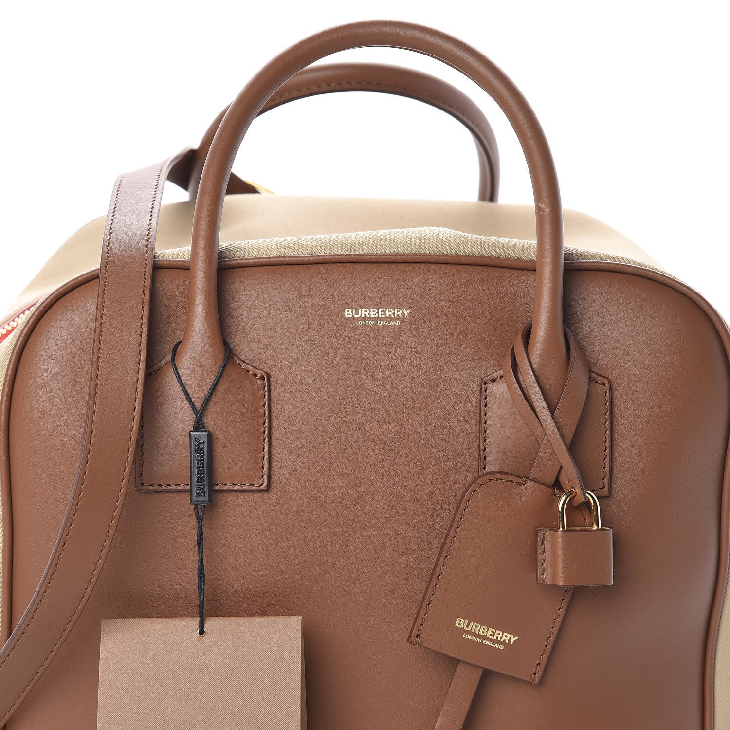 Burberry Smooth Calfskin Cube Bowling Bag Malt Brown 7 of 9