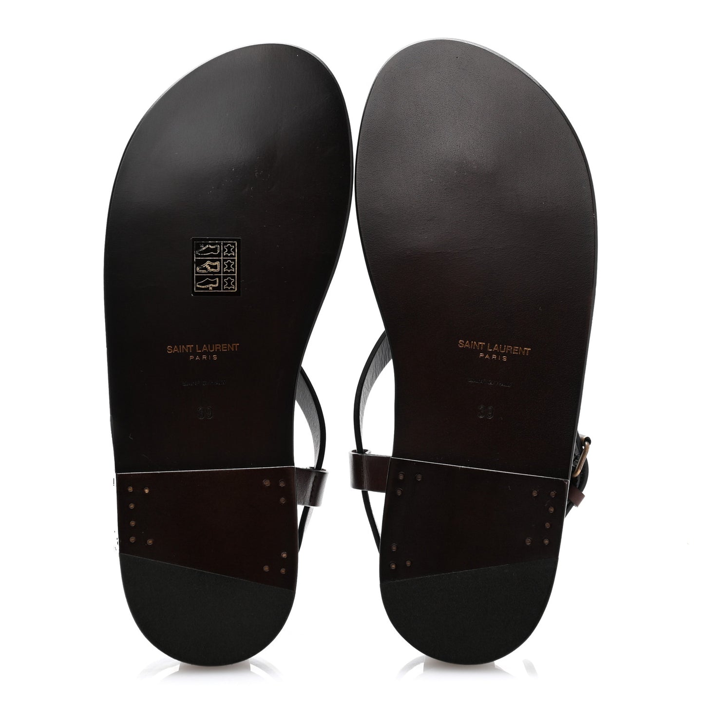 Calfskin Culver Flat Sandals 39 Dark Brown