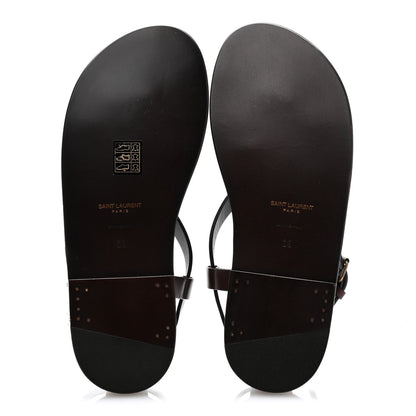 Saint Laurent Calfskin Culver Flat Sandals 39 Dark Brown 5 of 8