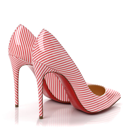 Christian Louboutin Patent Pigalle Follies Stripes 100 Pumps 37 Smoothie White 5 of 8