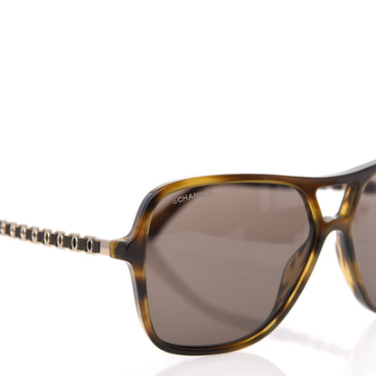 Chanel Metal Calfskin CC Chain Pilot Sunglasses 5439-Q Green Tortoise 7 of 8