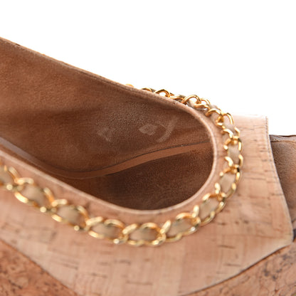 Chanel Cork Chain CC Wedge Sandals 37 Beige Clair 13 of 16
