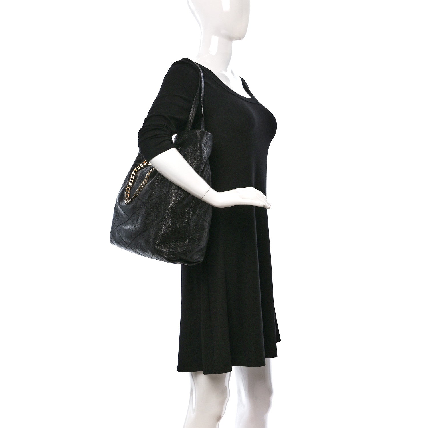 Lanvin Crinkled Calfskin Quilted Carry Me Tote Black 2 of 11