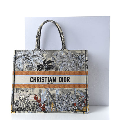 Christian Dior Canvas Embroidered Toile De Jouy Tropicalia Book Tote Denim Blue 10 of 10