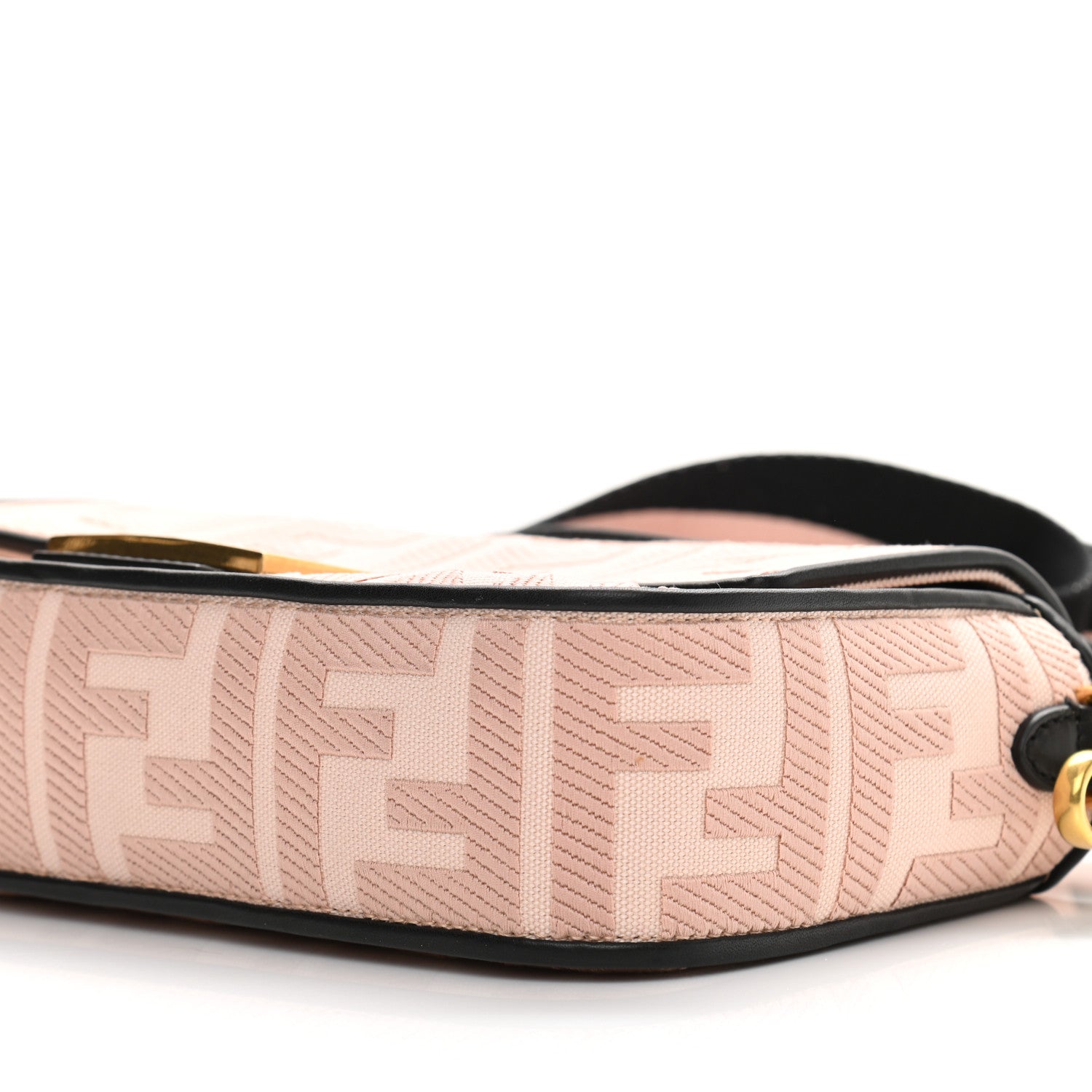 Fendi Canvas Vitello King FF Embroidered Baguette Rosa Quarzo Black 10 of 10