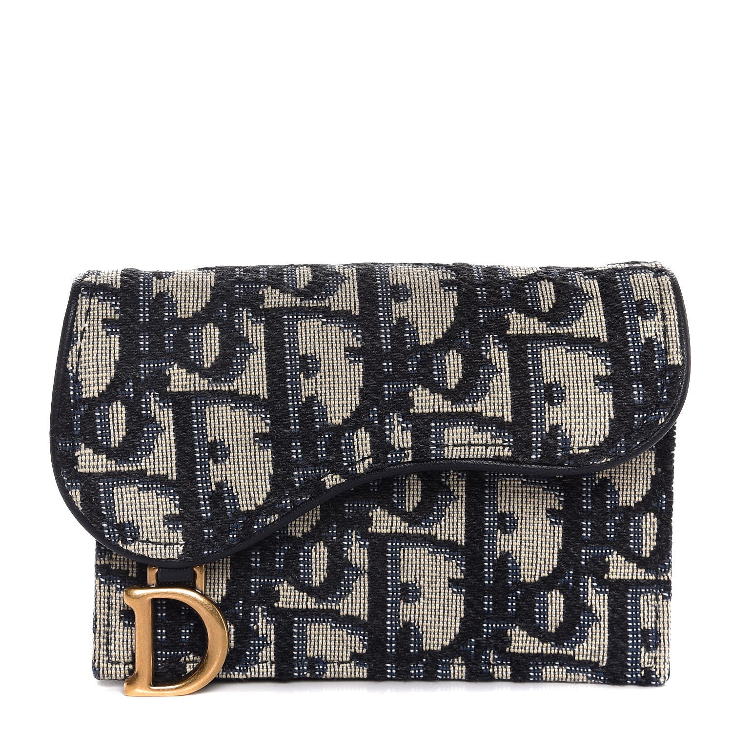 Christian Dior Oblique Saddle Card Holder Blue 1 of 8