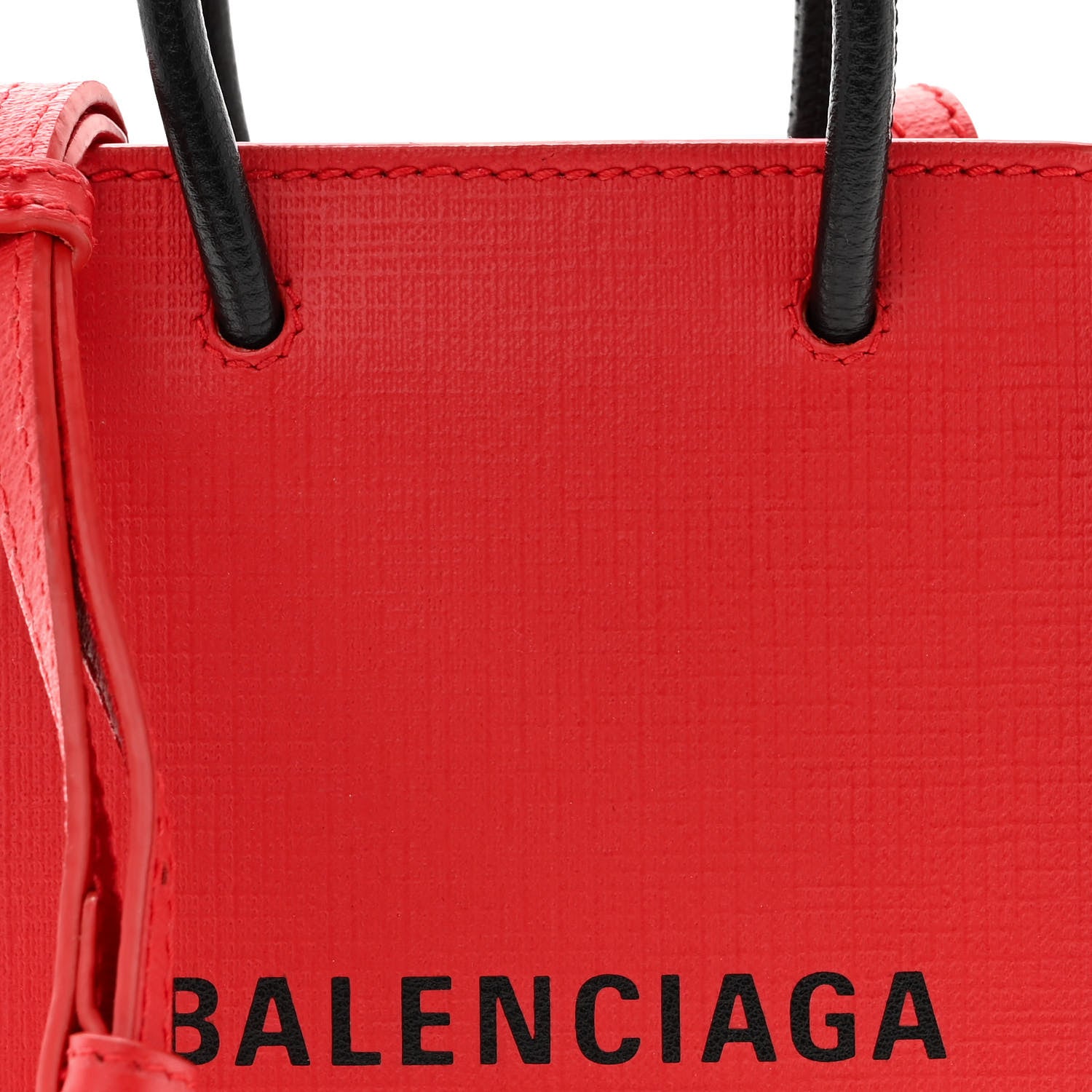 Balenciaga Squared Calfskin Logo Shopping Phone Holder Bag Red 7 of 9