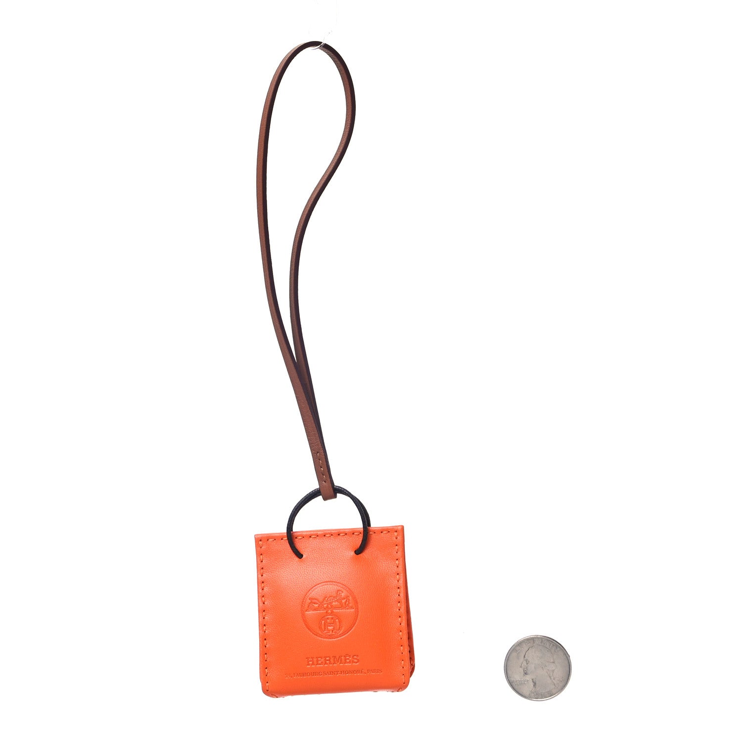 Hermes Milo Lambskin Swift Shopping Bag Charm Feu Gold 2 of 5