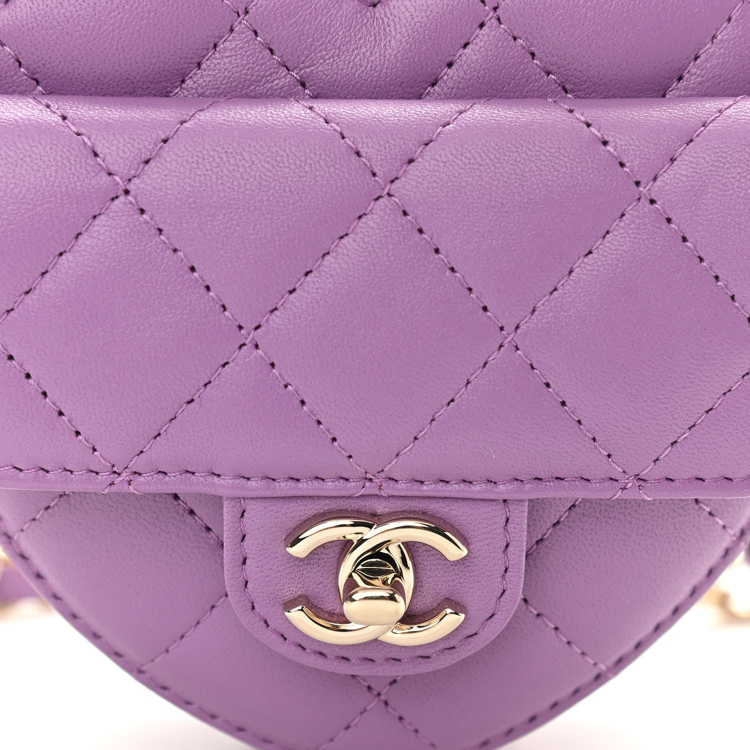 Chanel Lambskin Quilted CC In Love Heart Waist Belt Bag With Chain Purple 8 of 11