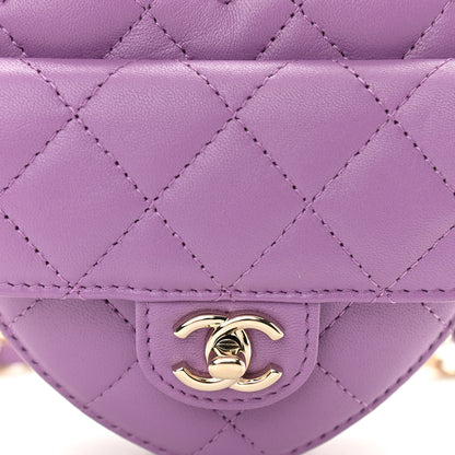 Chanel Lambskin Quilted CC In Love Heart Waist Belt Bag With Chain Purple 8 of 11