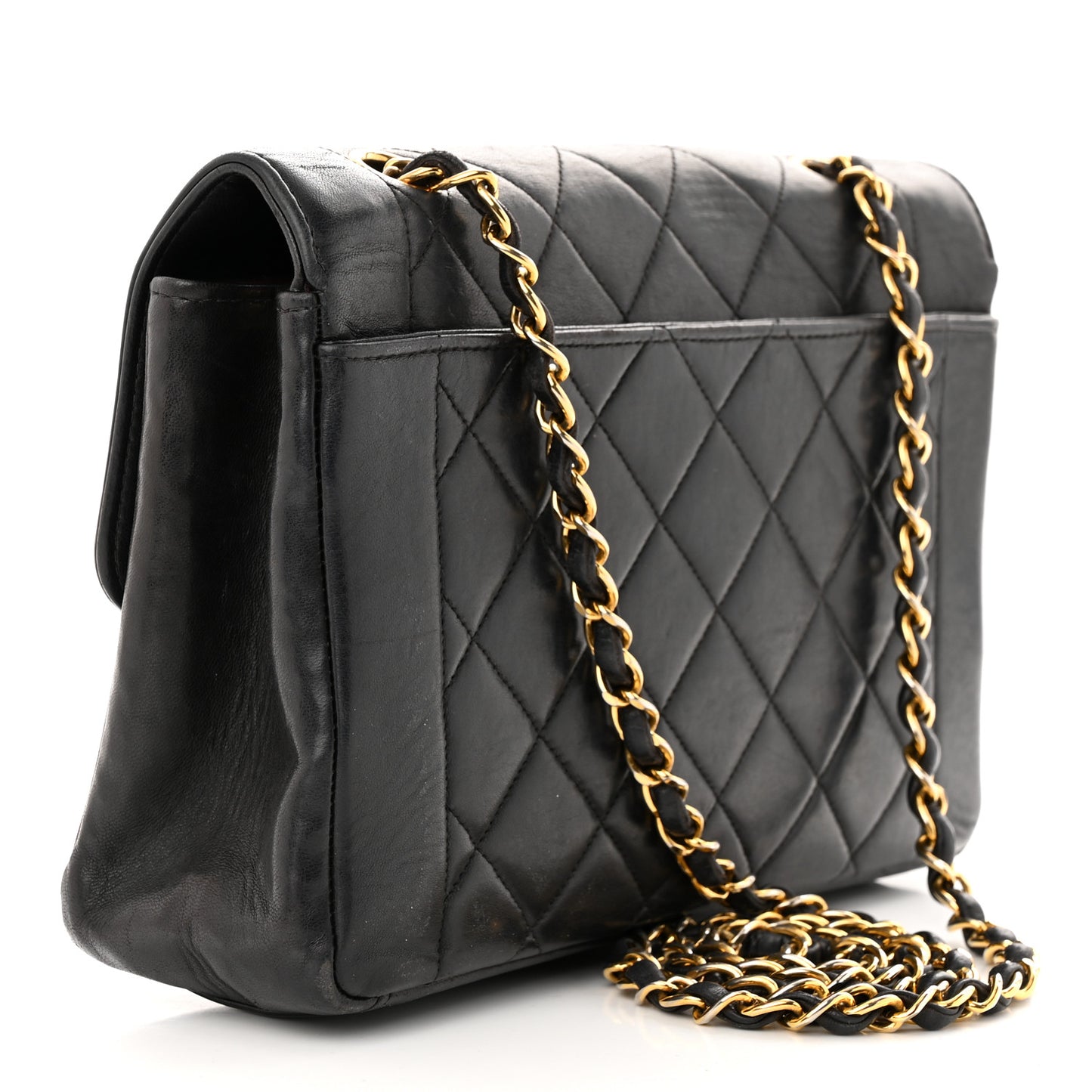 Lambskin Quilted Medium Single Flap Black