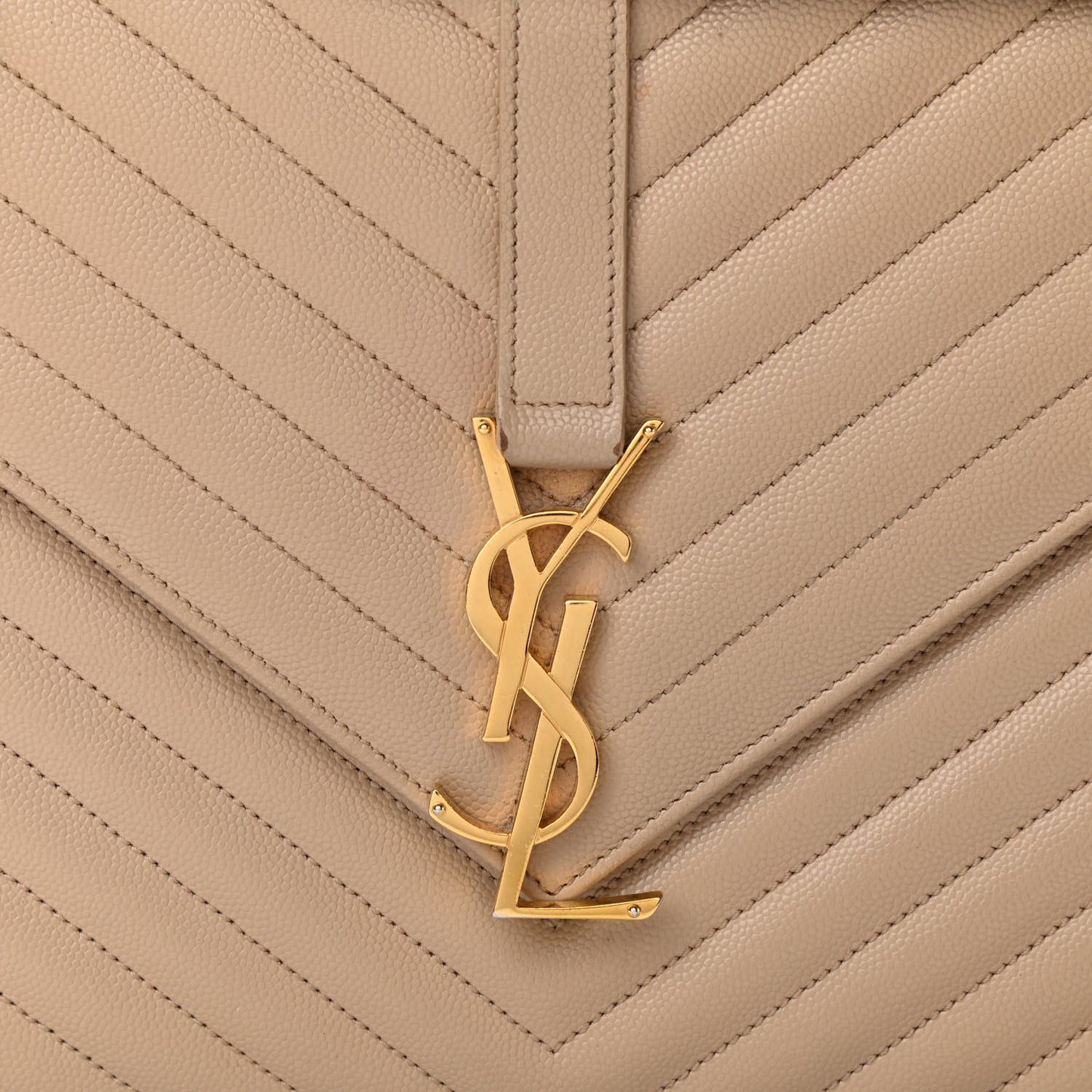 Grain De Poudre Matelasse Chevron Large Monogram Satchel Dark Beige