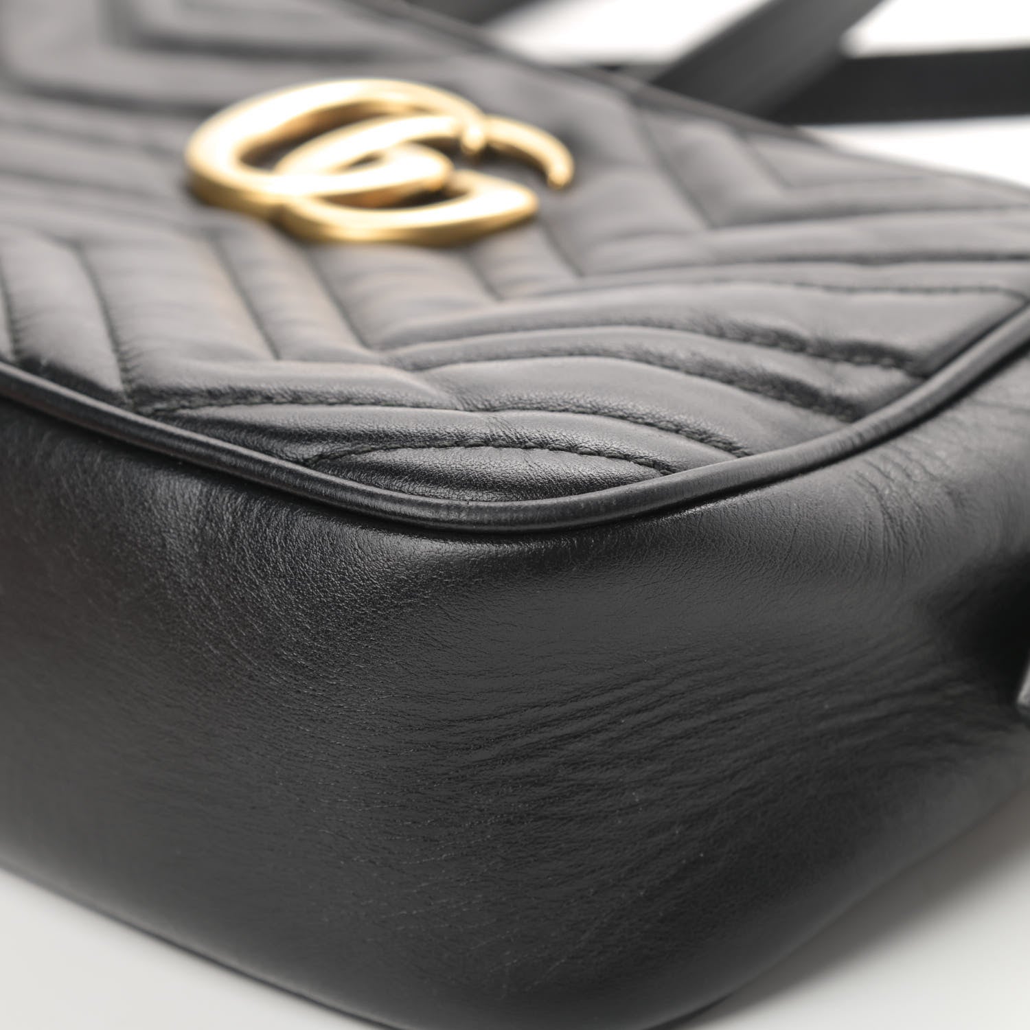 Gucci Calfskin Matelasse Small GG Marmont Chain Shoulder Bag Black 10 of 15