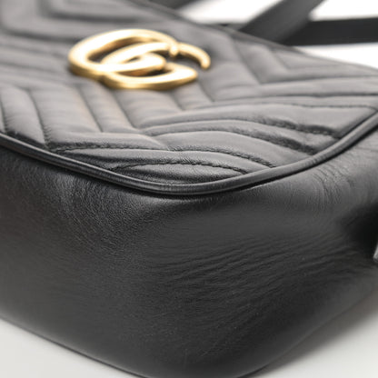 Gucci Calfskin Matelasse Small GG Marmont Chain Shoulder Bag Black 10 of 15