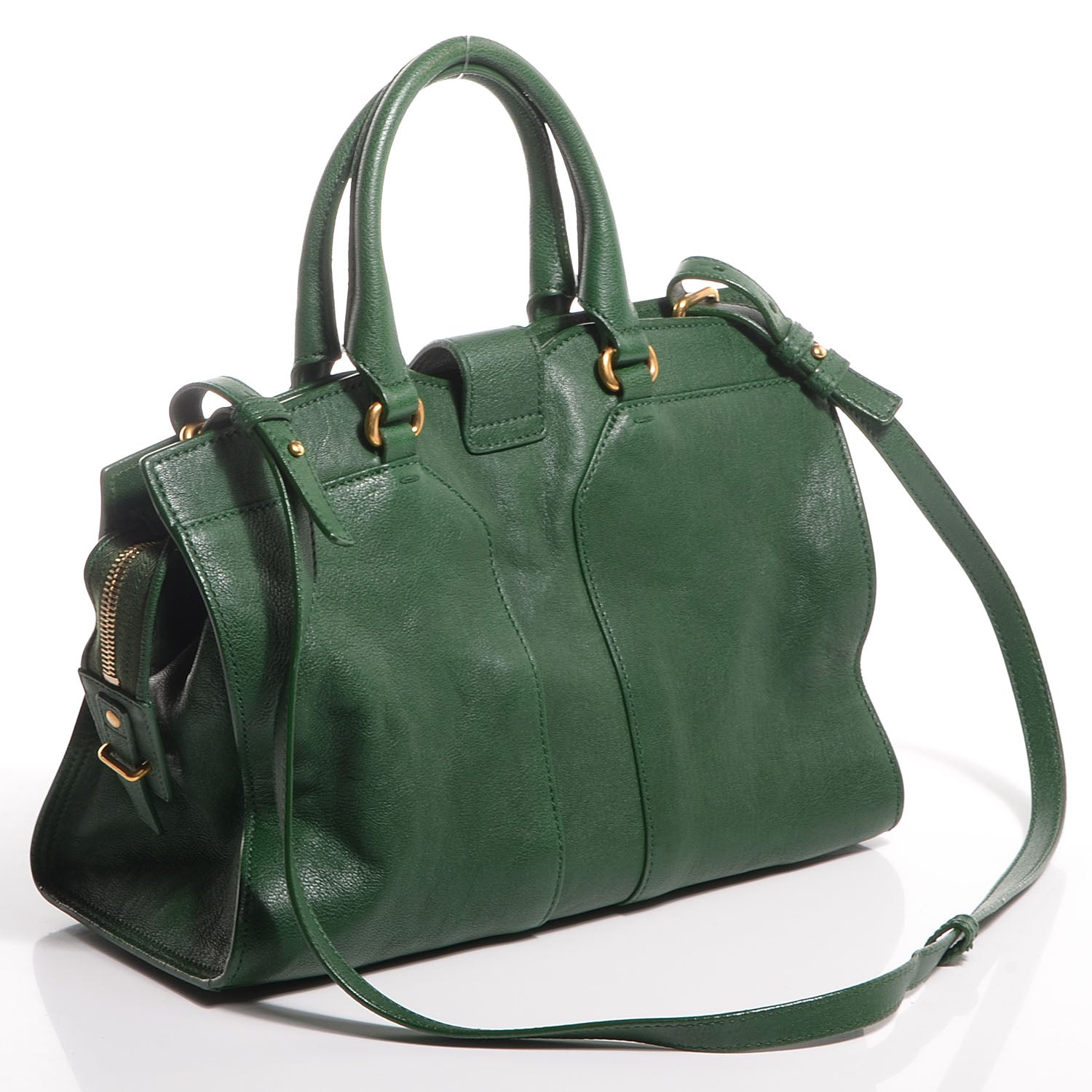 Saint Laurent Sheepskin Mini Cabas ChYc Tartan Green 3 of 9