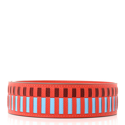 Hermes Epsom 40mm Tressage Shoulder Strap Capucine Celeste Rouge H 2 of 6