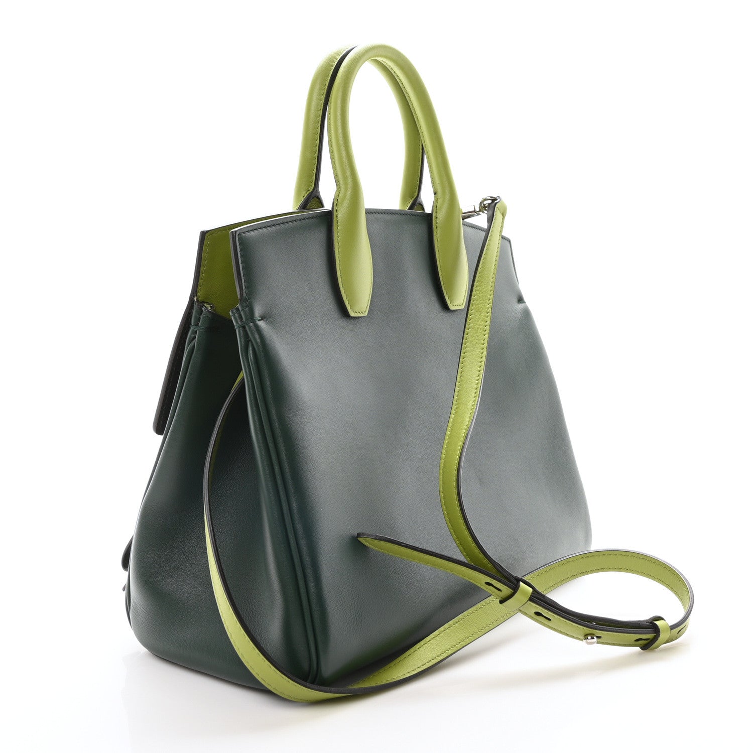 Salvatore Ferragamo Calfskin The Studio Bag Pine Absinthe 3 of 9