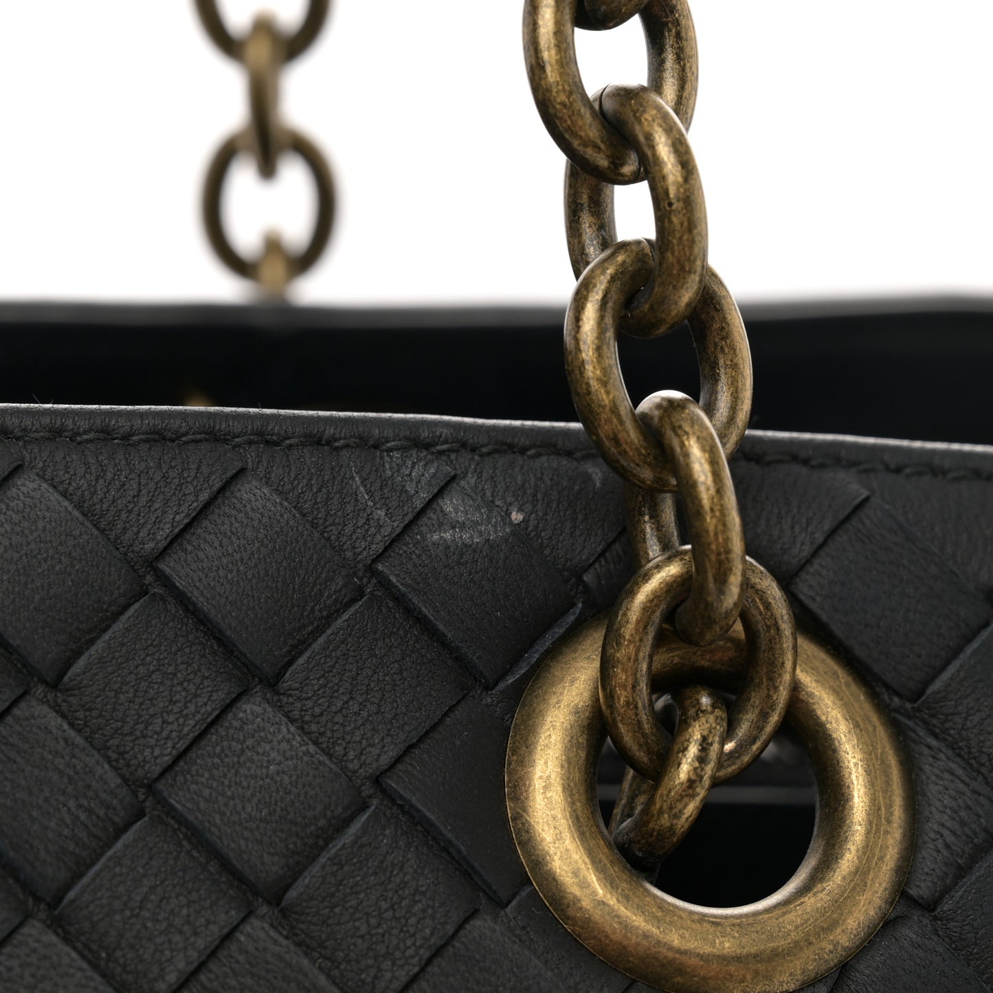 Nappa Intrecciato Medium Classic Chain Strap Tote Black