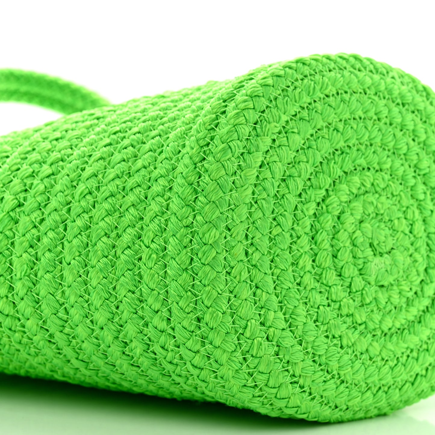 Nylon Lambskin Woven Small Ibiza Basket With Strap Green