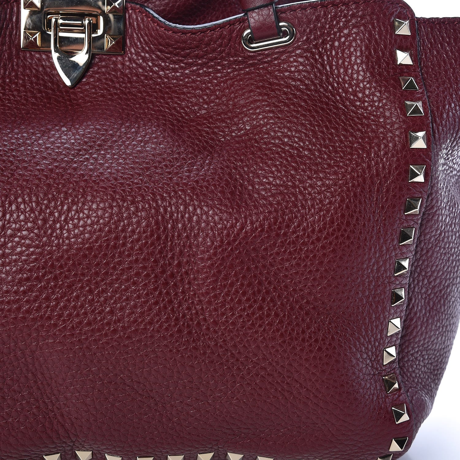 Valentino Garavani Pebbled Calfskin Medium Rockstud Tote Cremisi 7 of 12