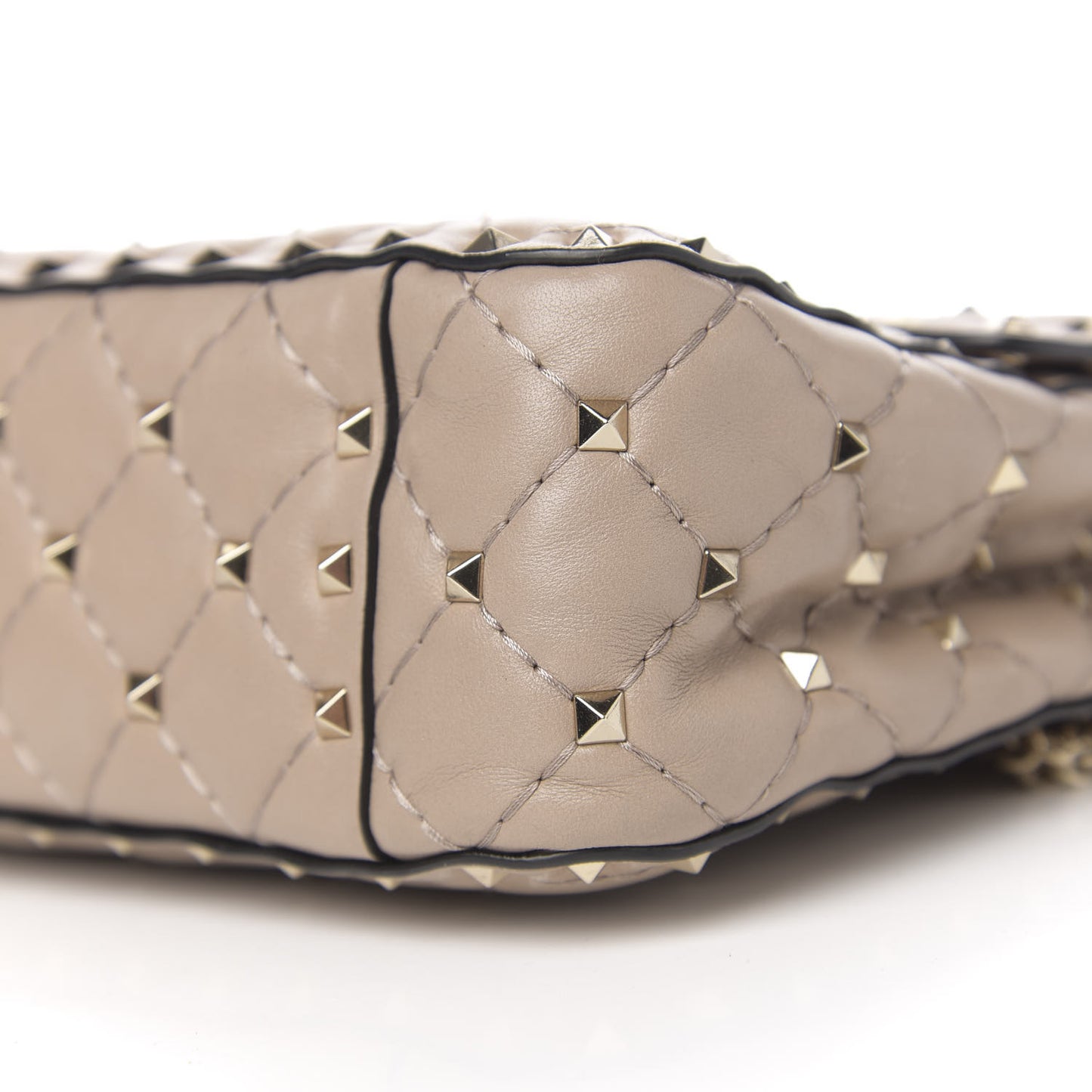 Lambskin Medium Rockstud Spike Shoulder Bag Poudre