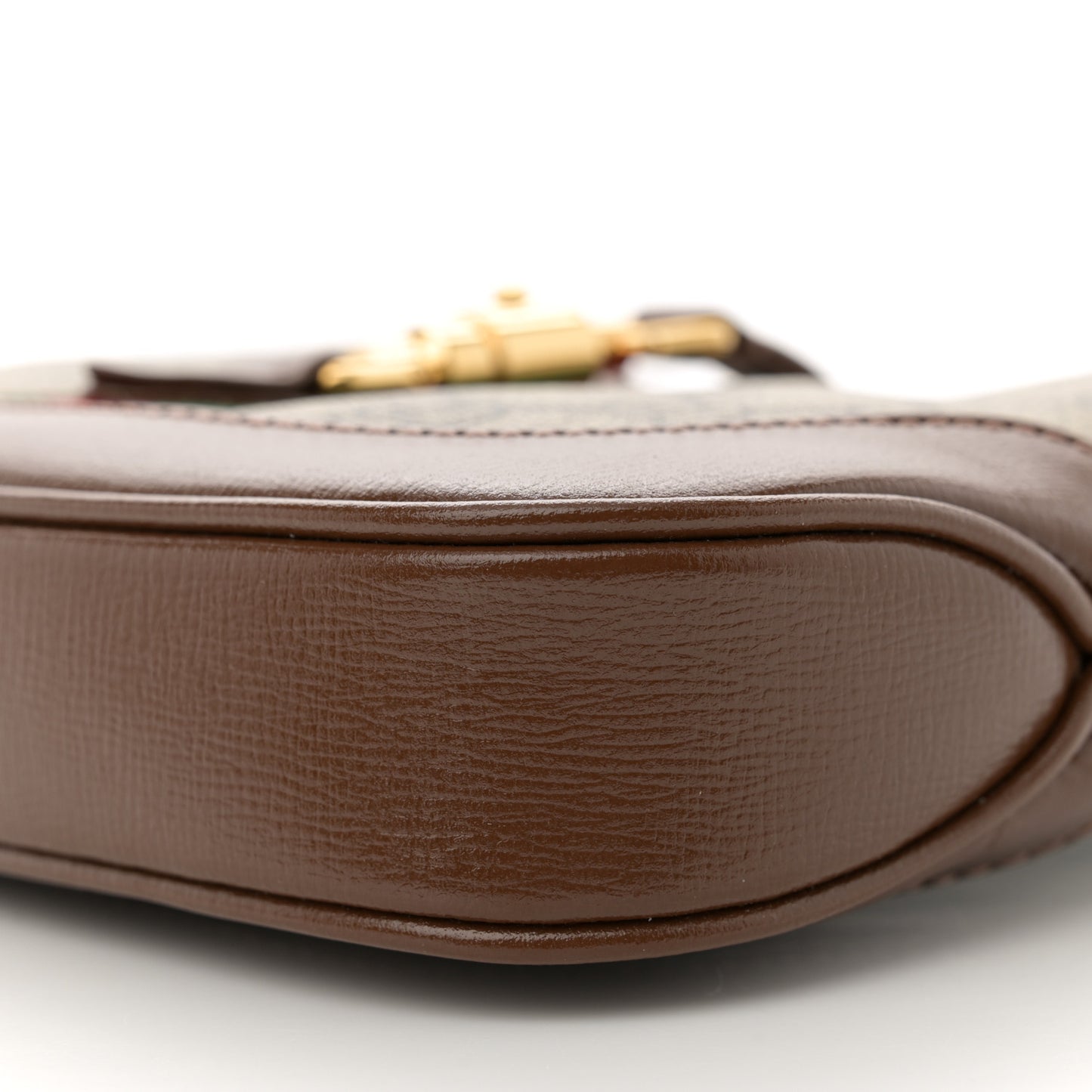 GG Supreme Monogram Azalea Calfskin Web Mini Jackie 1961 Hobo Beige Ebony Brown Sugar