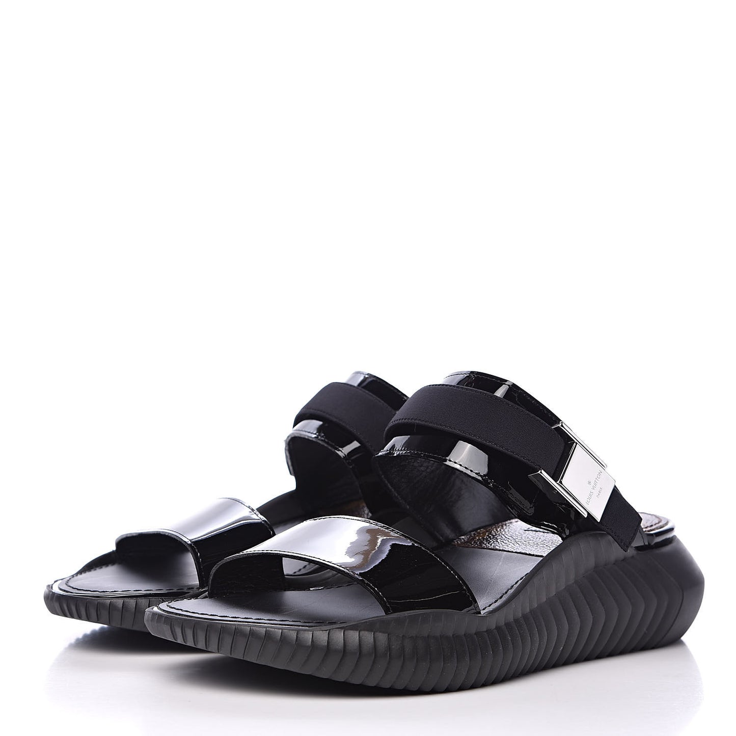 Patent Monogram Sandals 36 Black