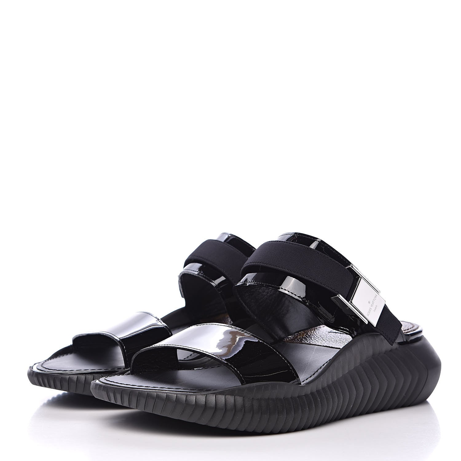 Louis Vuitton Patent Monogram Sandals 36 Black 4 of 13