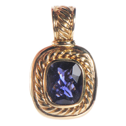 David Yurman 18K Gold Iolite 12mm Albion Enhancer Pendant 1 of 4