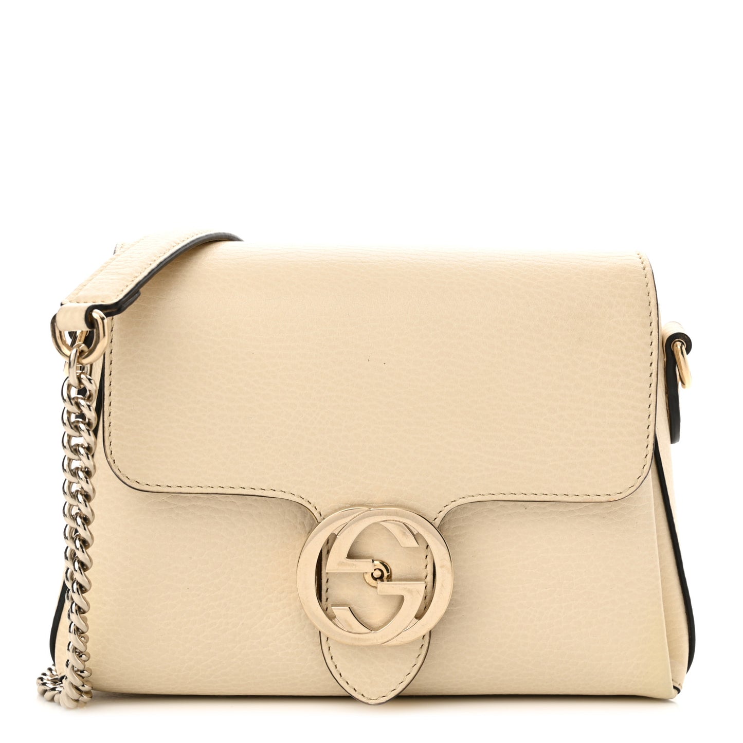 Dollar Calfskin Interlocking G Crossbody Bag Mystic White