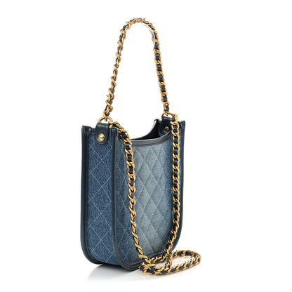 Chanel Washed Denim Quilted Small Hobo Blue 3 of 11