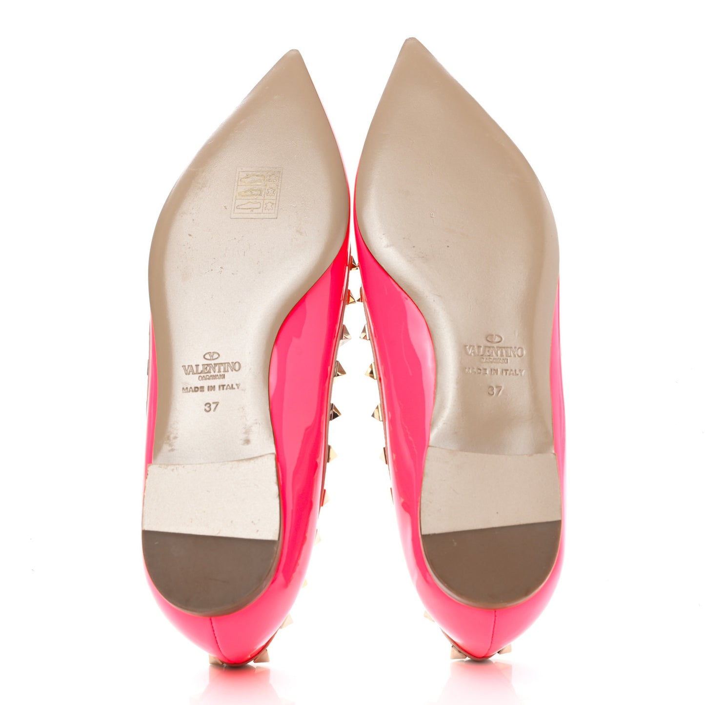 Patent Nappa Rockstud Ballerina Flats 37 Fuxia Fluo Poudre