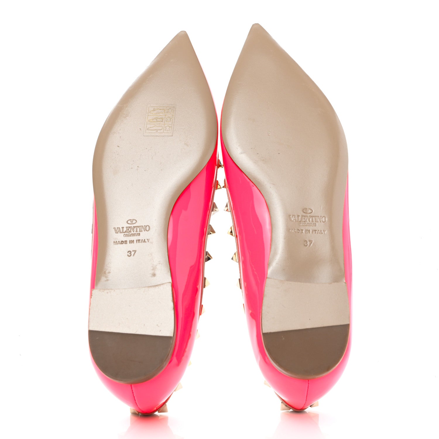 Valentino Garavani Patent Nappa Rockstud Ballerina Flats 37 Fuxia Fluo Poudre 6 of 9