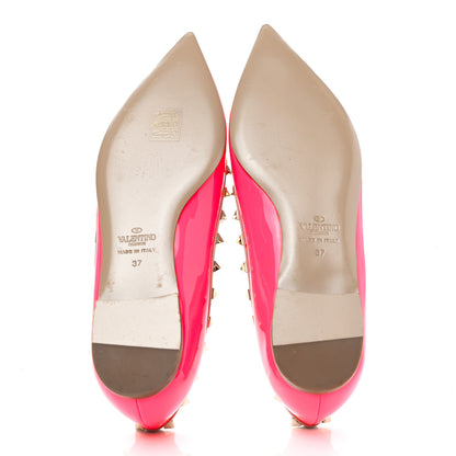 Valentino Garavani Patent Nappa Rockstud Ballerina Flats 37 Fuxia Fluo Poudre 6 of 9