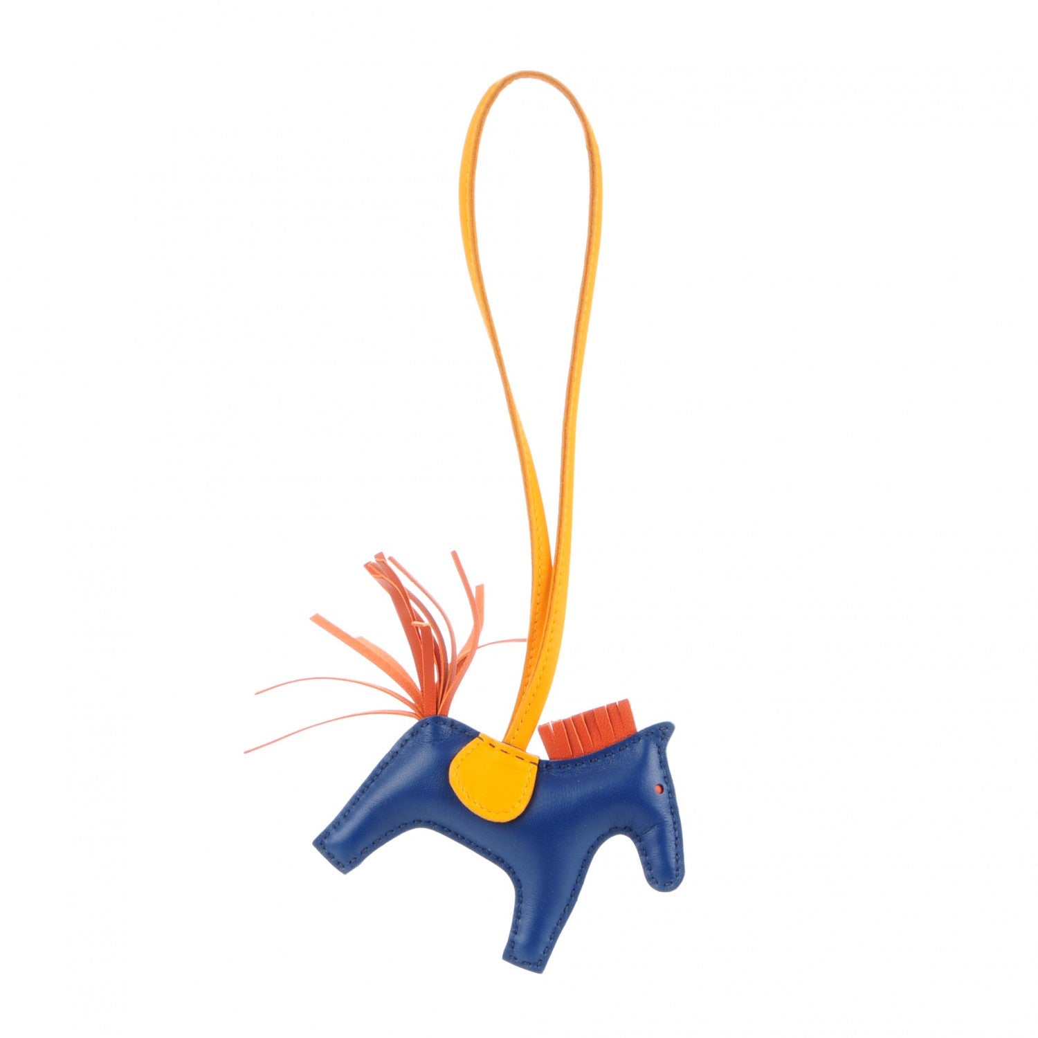 Hermes Milo Lambskin Grigri Rodeo Horse Bag Charm PM Bleu de Malte Cornaline Jaune D'Or 1 of 4